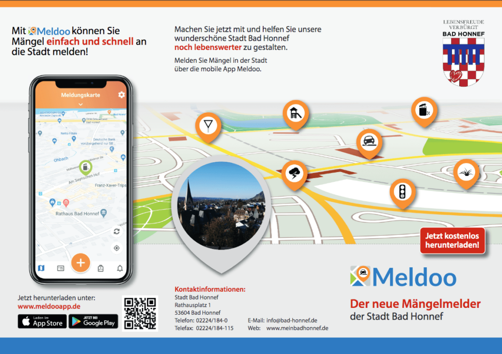 Flyer zum neuen Mängelmelder in Bad Honnef