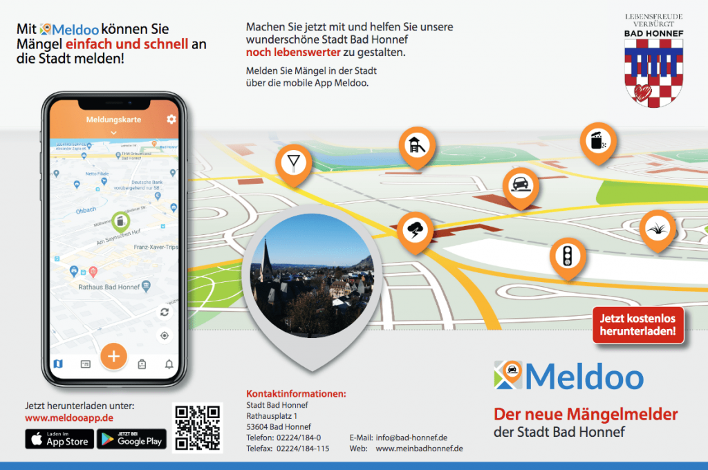 Flyer zum neuen Mängelmelder in Bad Honnef